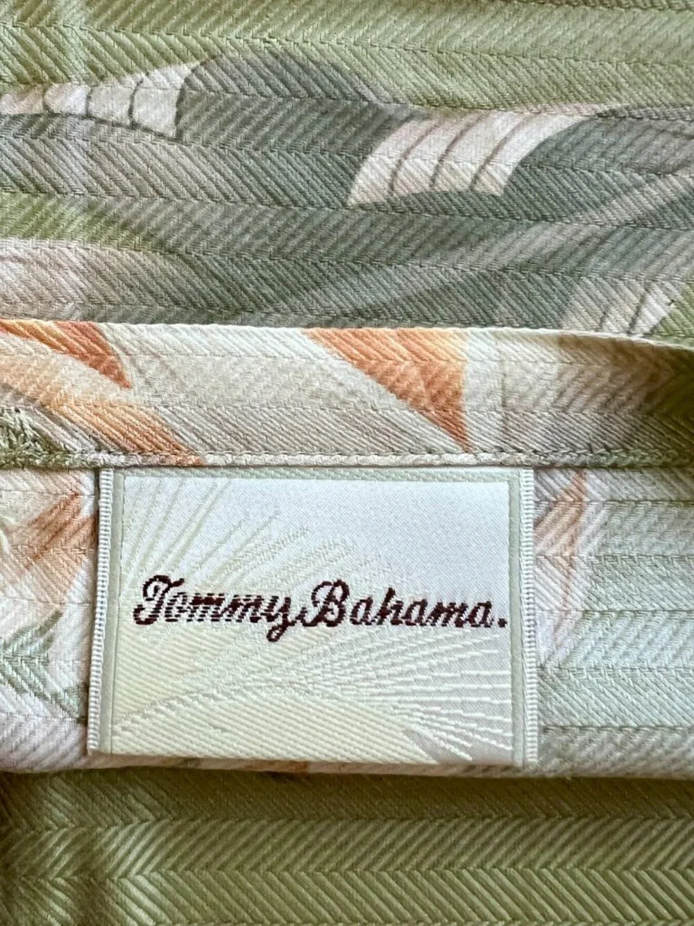 Vtg Tommy Bahama Palm Concerto Egyptian Cotton Boudoir Sham Italy Green Peach